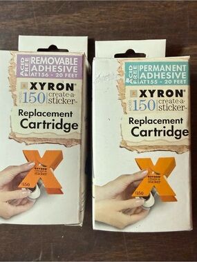 (2) Xyron X150 create a sticker Replacement Cartridge removable perm. adhesive
